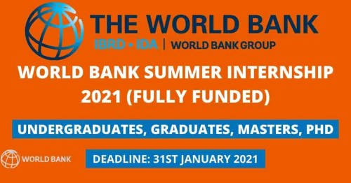 World Bank Group Summer Internship Program 2021 for Young Professionals