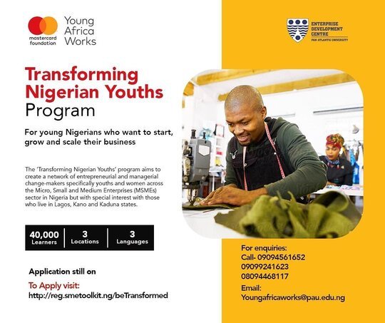 Young Africa Works-Mastercard Foundation/EDC Transforming Nigerian Youths Program 2021