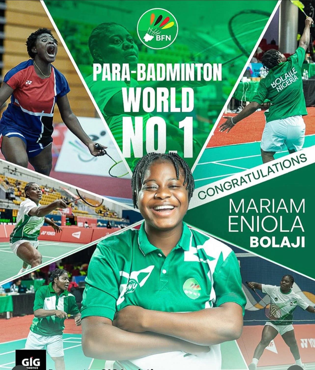 Para Badminton: Eniola Bolaji Rises to World No. 1