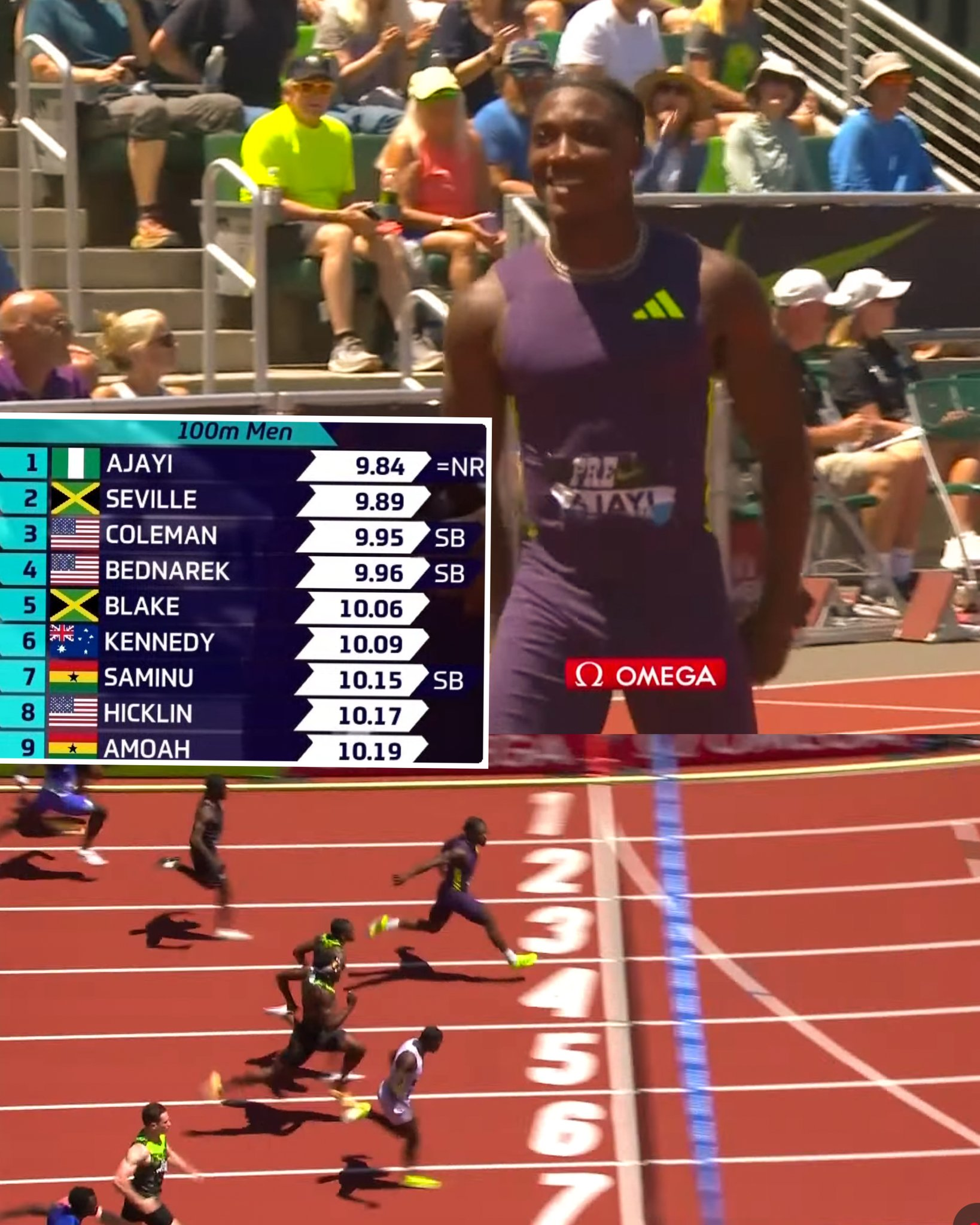 Kanyinsola Ajayi Upsets World Champion to Win Prefontaine Classic 100m